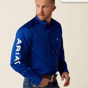 Ariat Royal Blue Team Logo Twill Classic Fit Shirt Sz XL NWT